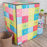 Kuber Industries Washing Machine Cover | Yellow & Check Print Washing Machine Cover | PVC | Top Load Fully-Automatic Washing Machine Cover | Multi